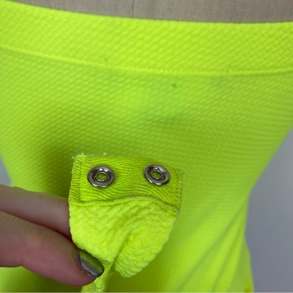 Forever 21 Bodysuit Neon Yellow Strapless Snaps M - Picture 3 of 5